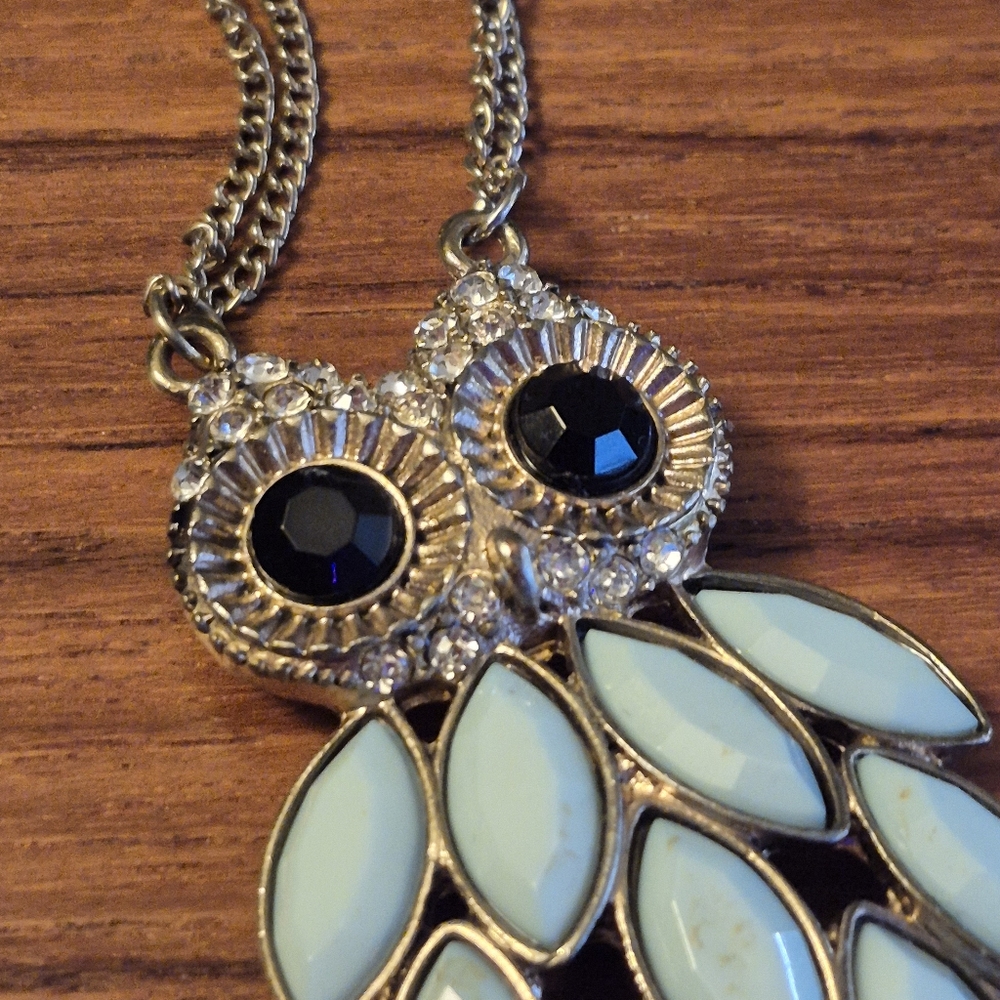 Blue Retro Owl Pendant Necklace - Picture 7 of 9